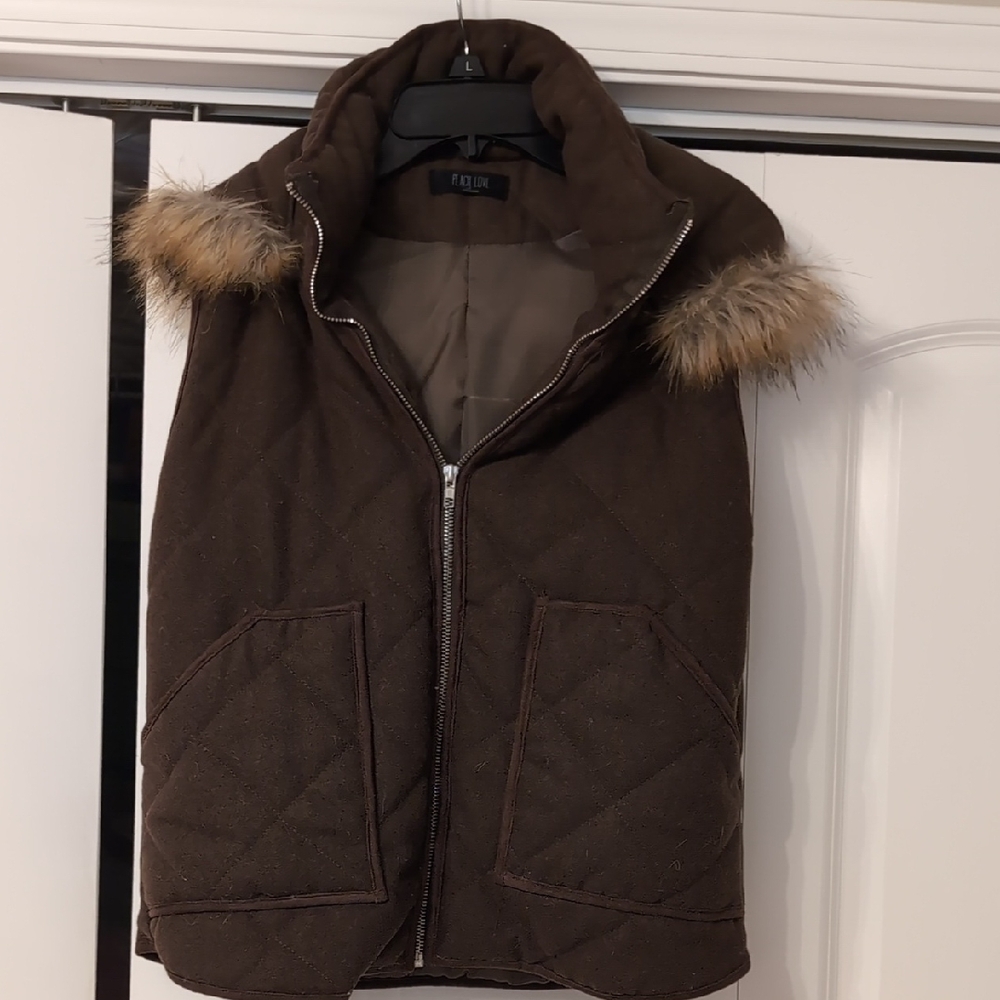 Women's Brown Olive Green Winter Vest